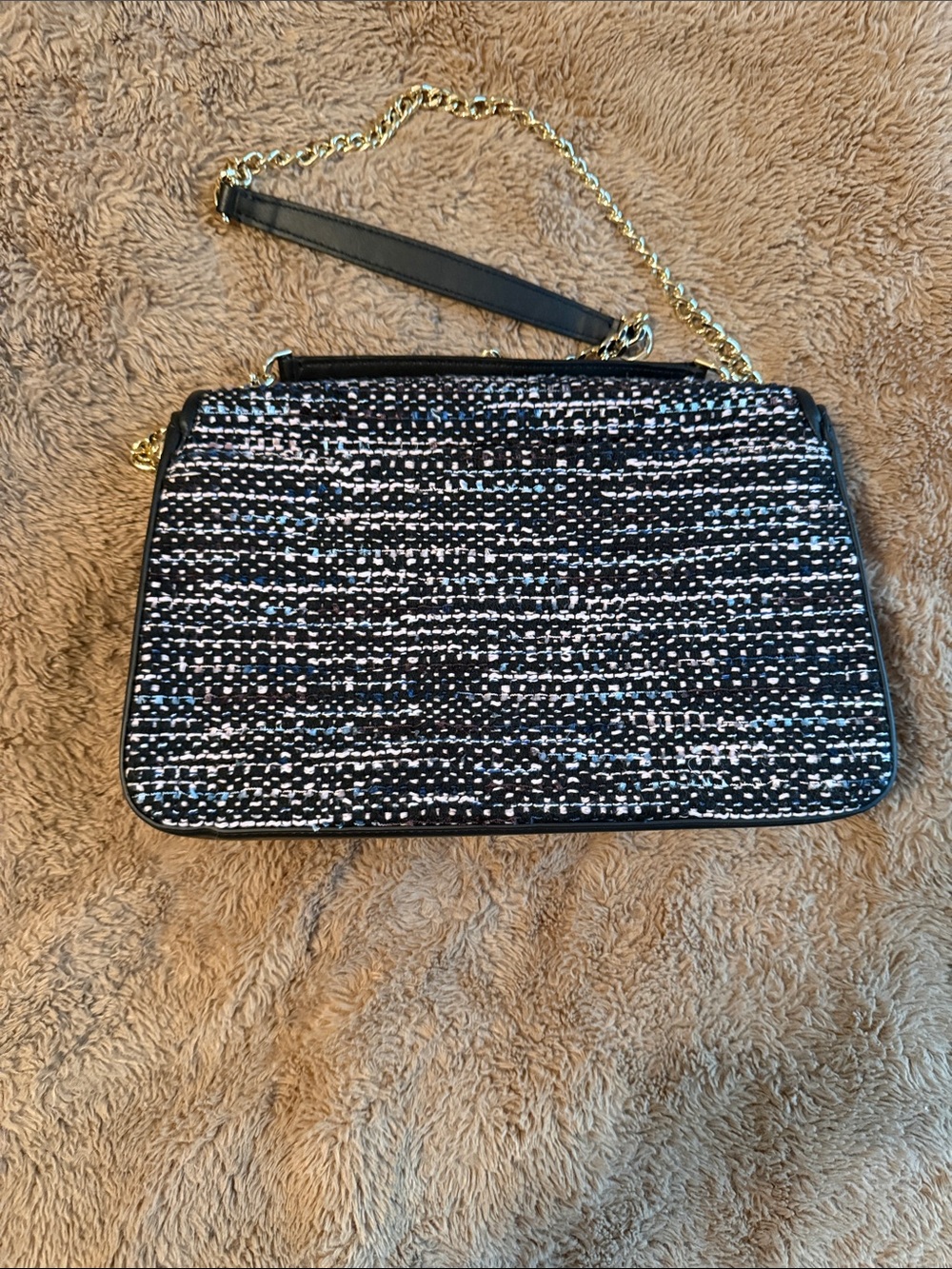 kate spade Black and White Tweed Chain Shoulder Bag with Gold Hardware - Picture 6 of 14